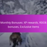 Monthly Bonuses: XP rewards, RDO$ bonuses, Exclusive items