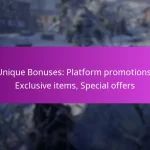 Unique Bonuses: Platform promotions, Exclusive items, Special offers